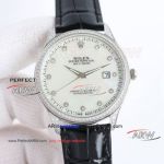 Rolex DAY-DATE White Mother-of-Pearl Diamond Leather Watch Replica 